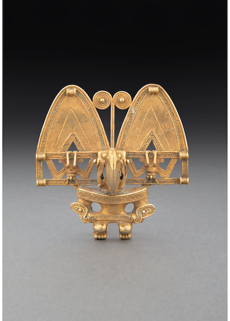 Pre-Columbian Tairona gold pendant, estimated at $10,000-$15,000. Image courtesy of Heritage Auctions