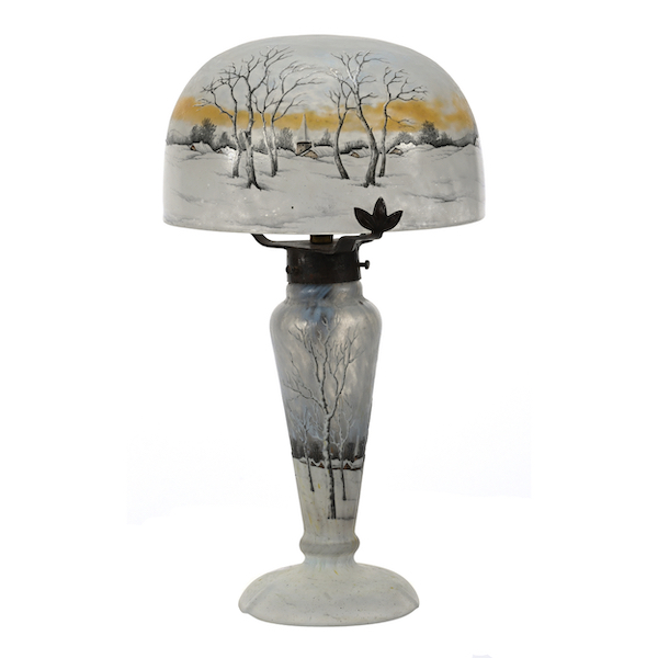 Signed Daum Nancy French cameo art glass boudoir lamp, $19,200