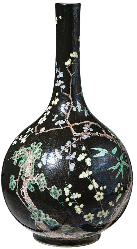 Large Chinese famille noire vase, €5,750
