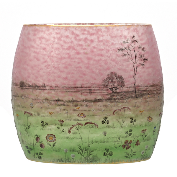 Signed Daum Nancy French cameo art glass pillow vase, $21,850