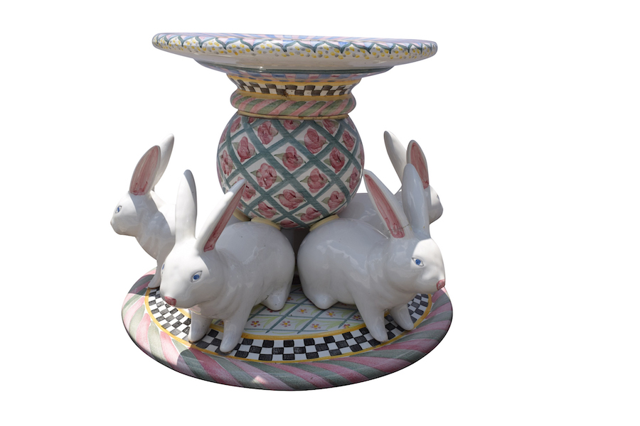 MacKenzie-Childs porcelain bunny rabbit table base, estimated at $1,000-$3,000