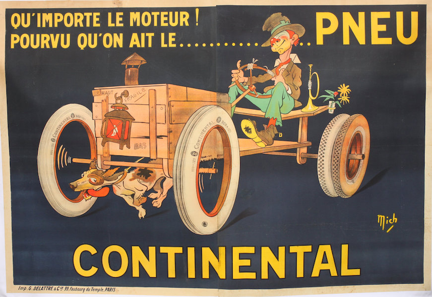 Michel Liebeaux, ‘Pneu Continental’ poster, circa 1908, estimated at £1,000-£1,500