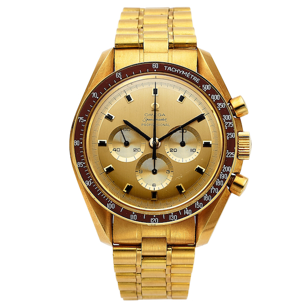 Circa-1969 18K Omega Apollo XI Speedmaster Professional watch, estimated at $40,000-$1 million. Image courtesy of Heritage Auctions