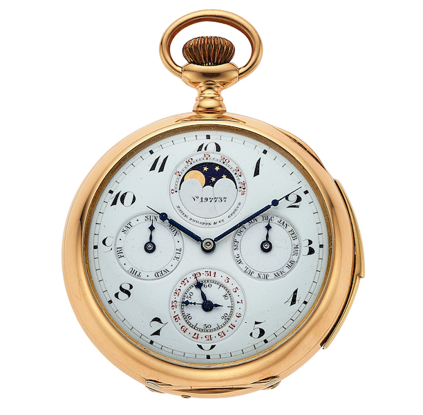 Circa-1922 Patek Philippe & Co. minute repeating pocket watch, estimated at $25,000-$1 million. Image courtesy of Heritage Auctions