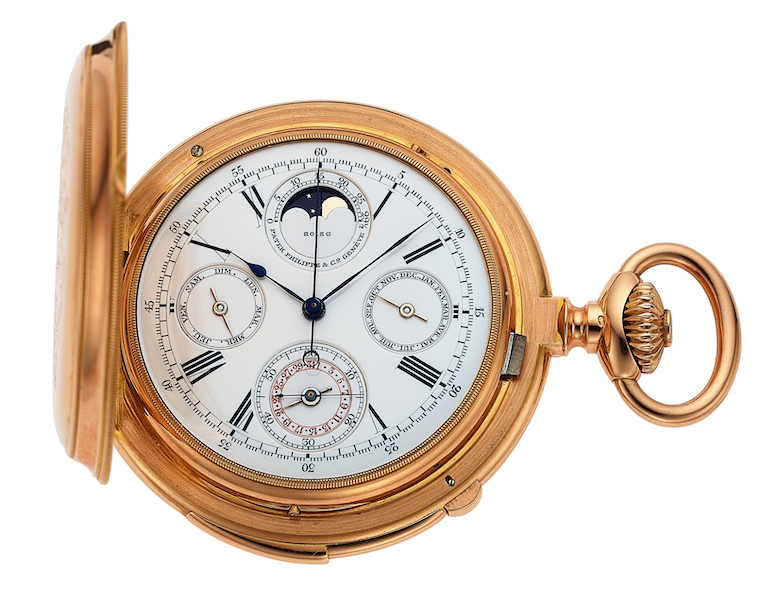 Circa-1889 Patek Philippe & Co. minute repeating gold pocket watch, estimated at $75,000-$1 million. Image courtesy of Heritage Auctions