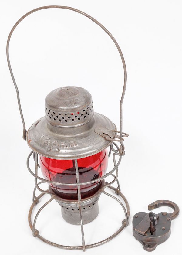 Tonopah and Goldfield Railroad lantern with red embossed Southern Pacific globe, $2,000