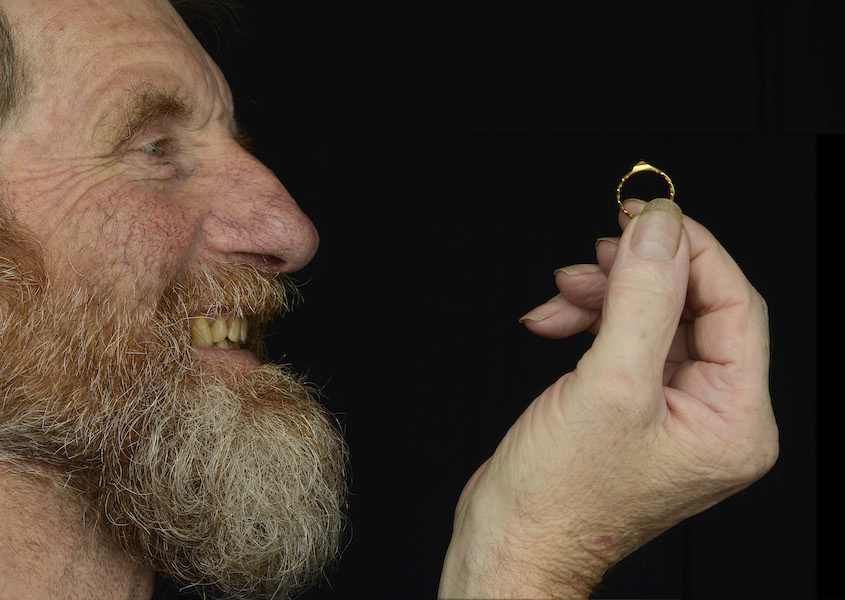 English metal detectorist David Board, who discovered the ring, intends to use his share of the proceeds to help his partner’s daughter secure a mortgage. Image courtesy of Noonans