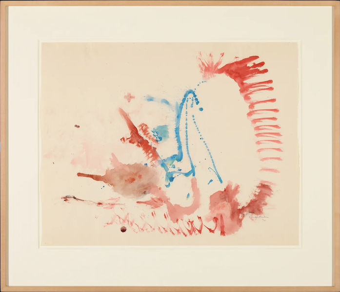 Helen Frankenthaler, ‘Provincetown Series II,’ 1960, watercolor and crayon on paper, 19 by 23 ¾in, PAAM collection, gift of the Helen Frankenthaler Foundation, 2022. © 2022 Helen Frankenthaler Foundation, Inc. / Artists Right Society (ARS), New York.