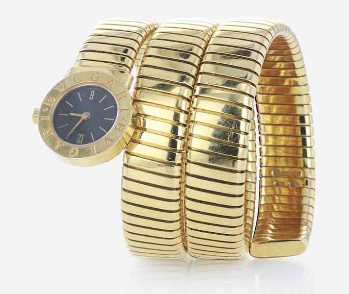 18K gold Bulgari Tubogas Serpenti watch, estimated at $8,000-$12,000