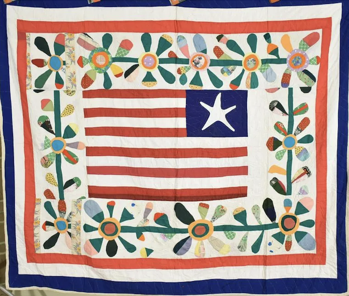  Mid-century American flag quilt, estimated at $1,500-$2,000