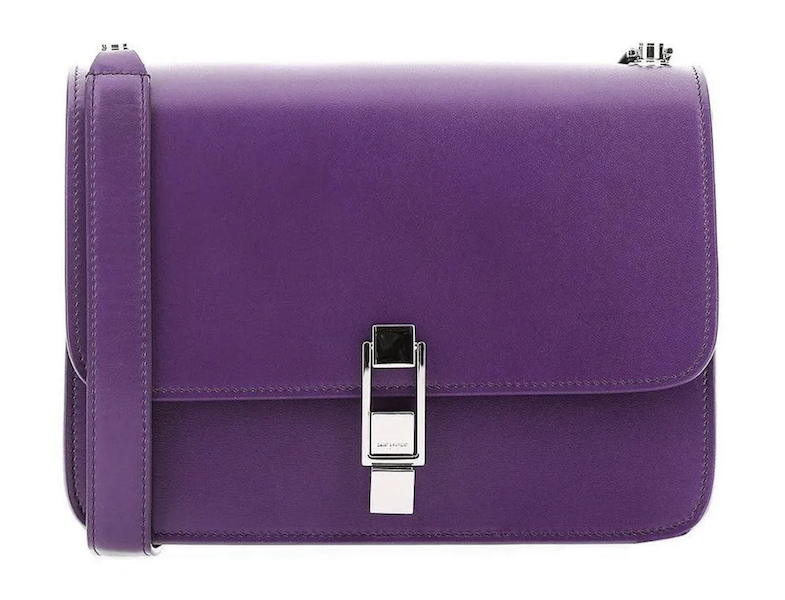  Yves Saint Laurent Carre shoulder bag in royal purple calfskin leather, estimated at $3,000-$3,500