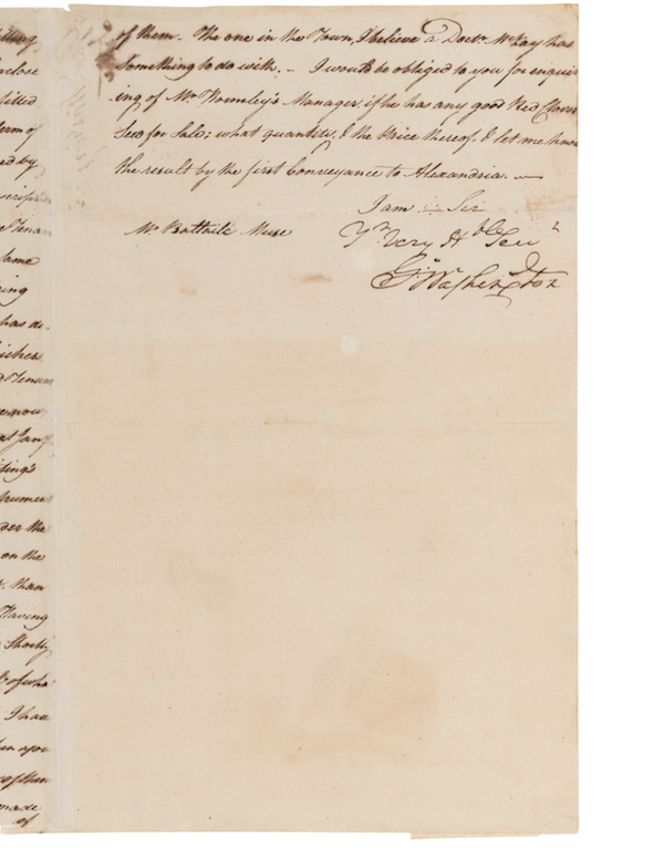 Letter written in 1785 by George Washington to his land agent, $18,750