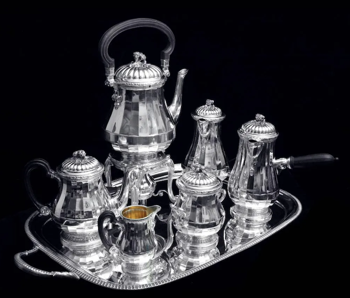 Emile Puiforcat Louis XVI-style eight-piece tea and coffee set, estimated at $32,000-$38,000