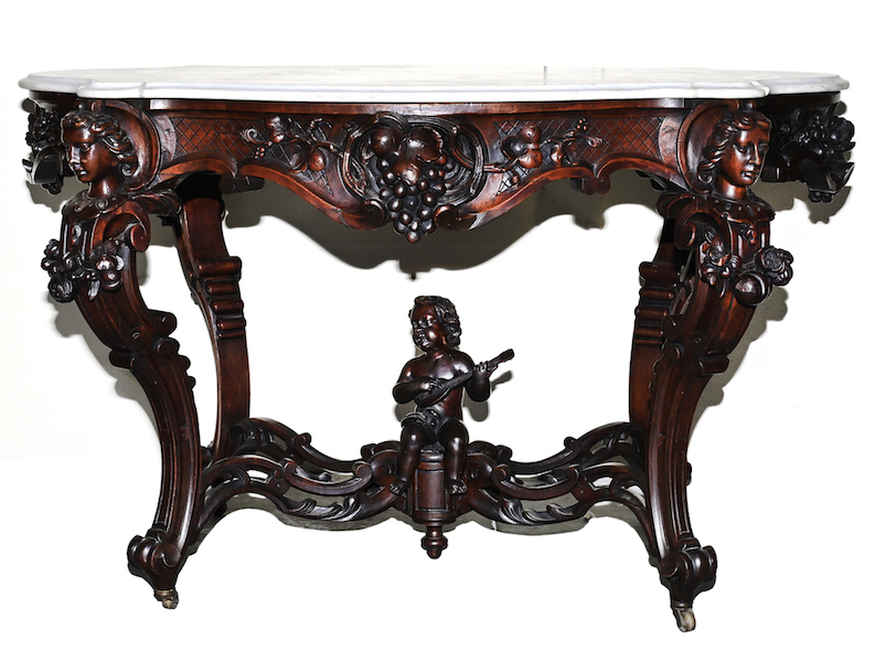 American mahogany and marble-top parlor table, $15,600