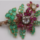 14K gold, diamond, ruby and emerald floral spray brooch, $22,500