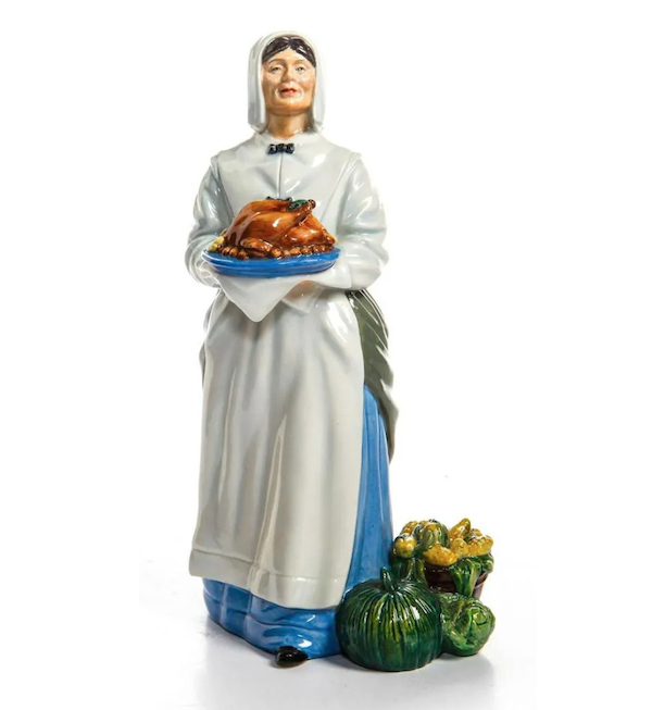 This Royal Doulton prototype figurine of a woman carrying a cooked turkey realized $1,300 plus the buyer’s premium in January 2020. Image courtesy of Lion and Unicorn and LiveAuctioneers.
