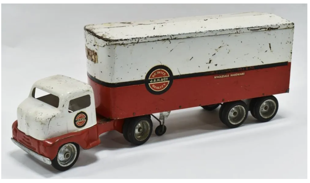 An original Janney Semple Hill & Co Tonka truck realized $3,750 plus the buyer’s premium in October 2022. Image courtesy of Kraft Auction Service and LiveAuctioneers.