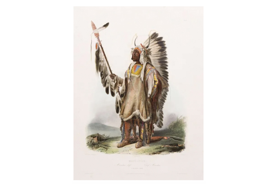 Karl Bodmer’s aquatint ‘Mato-Tope, a Mandan chief,’ earned $7,000 plus the buyer’s premium in May 2022. Image courtesy of Garth’s Auction Inc. and LiveAuctioneers.
