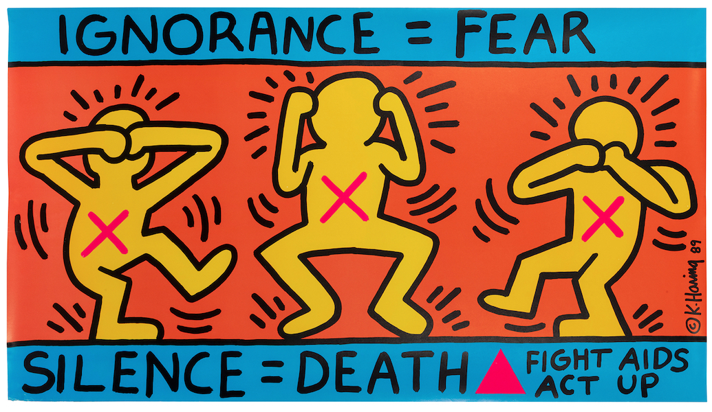 Keith Haring Ignorance = Fear, Silence = Death poster, $3,840
