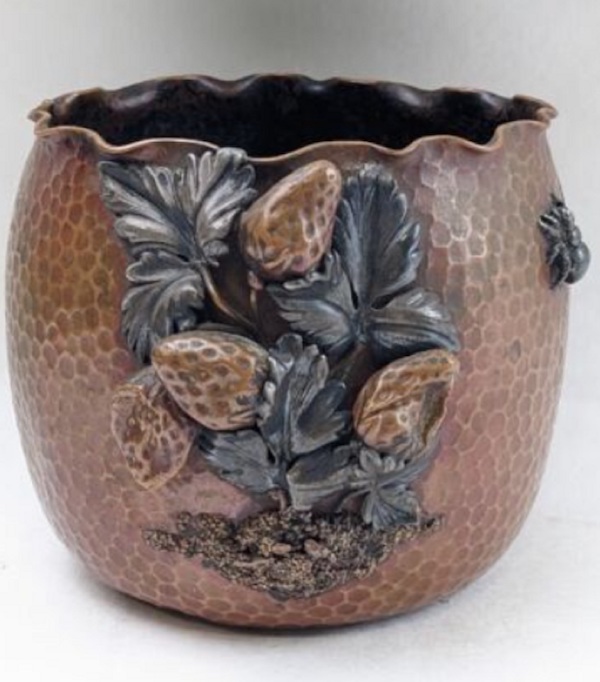Gorham sterling silver and copper jardiniere vase, estimated at $2,500-$5,000)