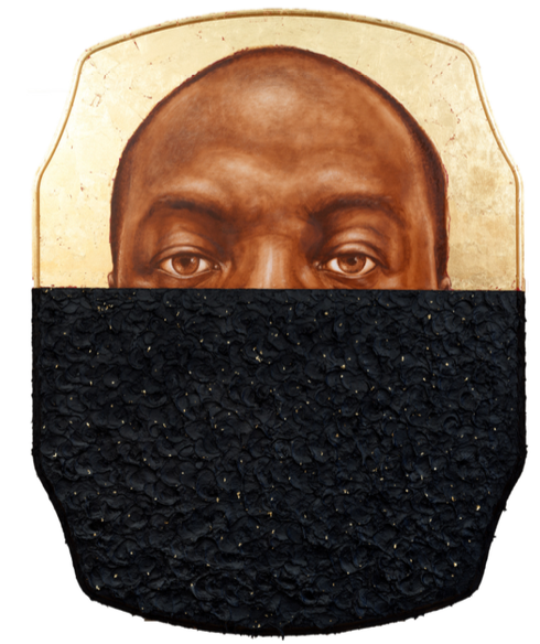 Titus Kaphar, ‘My Loss,’ 2020. Oil, tar and gold leaf. 73 3/4 by 59 1/2 by 2 7/8in. (187.3 by 151.1 by 7.3cm.) Collection of Ralph Gindi. (KAPHA 2020.0007). Photographer credit: Kris Graves 