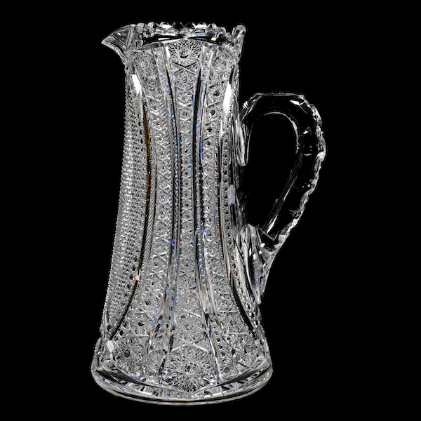 American Brilliant Cut Glass tankard signed Libbey in the Aztec pattern, sold in the Sept. 10 auction for $19,550