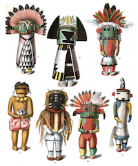 Pictured are drawings from an 1894 anthropological book on katchina or katsina figures, created by the native Pueblo people of the Southwestern United States, who regard them as spiritually important. On December 21, President Joe Biden signed the Safeguard Tribal Objects of Patrimony Act (aka the STOP Act) into law, which prohibits the export of sacred Native American items, among other notable measures. Image courtesy of LiveAuctioneers