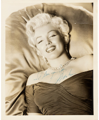 The only known photo that Marilyn Monroe inscribed to Joe DiMaggio sold for $300,000 and a new world auction record on December 1. Image courtesy of Heritage Auctions