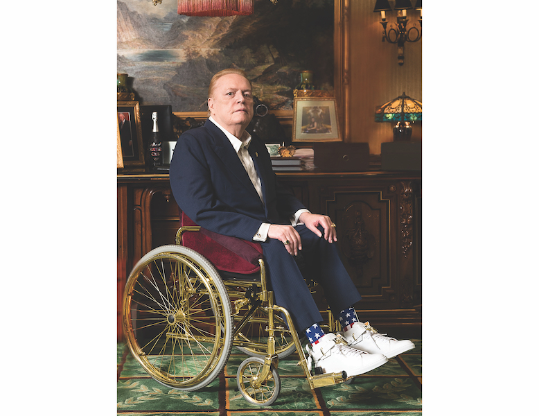Undated portrait photograph of Larry Flynt, taken at his office. Image courtesy of Abell Auction Co.