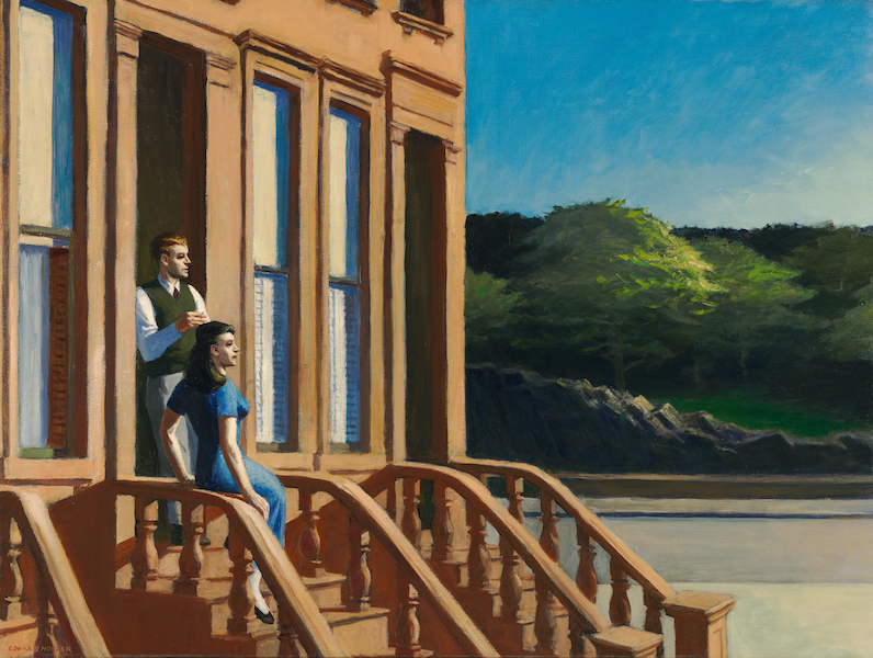 Edward Hopper, ‘Sunlight on Brownstones,’ 1956. Oil on canvas, 30 3/8 by 40 1/4in. (71.1 by 101.6cm). Wichita Art Museum, Kansas, Roland P. Murdock collection. © 2022 Heirs of Josephine N. Hopper / Licensed by Artists Rights Society (ARS), New York