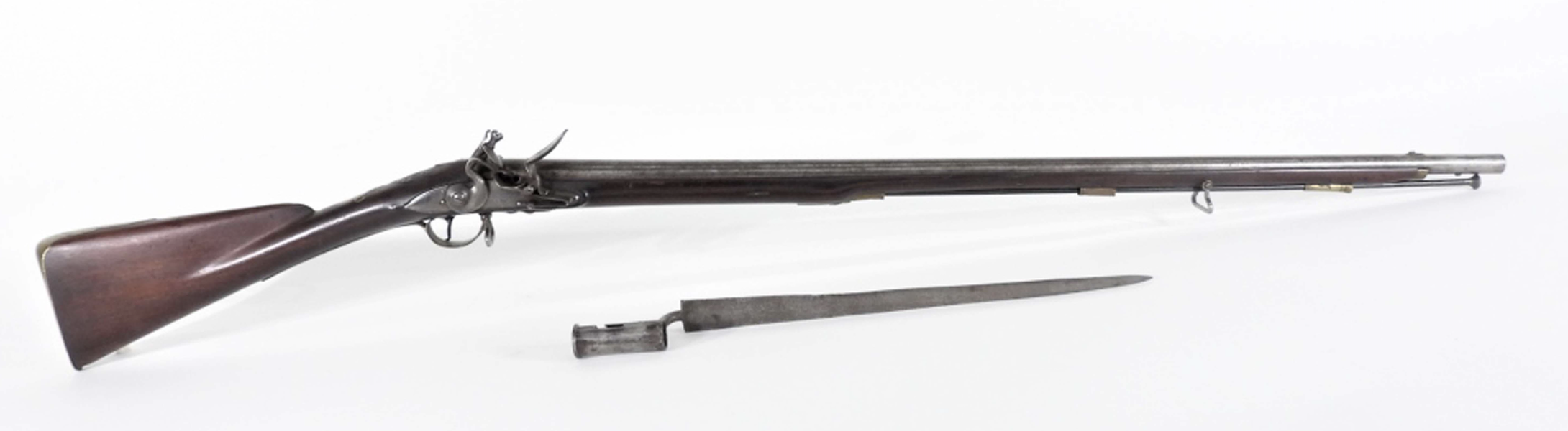 Circa-1770s British officer’s fusil (flintlock musket) and bayonet by Sharp, estimated at $3,000-$5,000