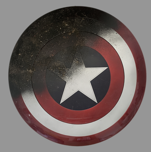 Burnt shield production study produced for ‘Captain America: The Winter Soldier,’ estimated at $5,000-$7,000. Image courtesy of Premiere Props