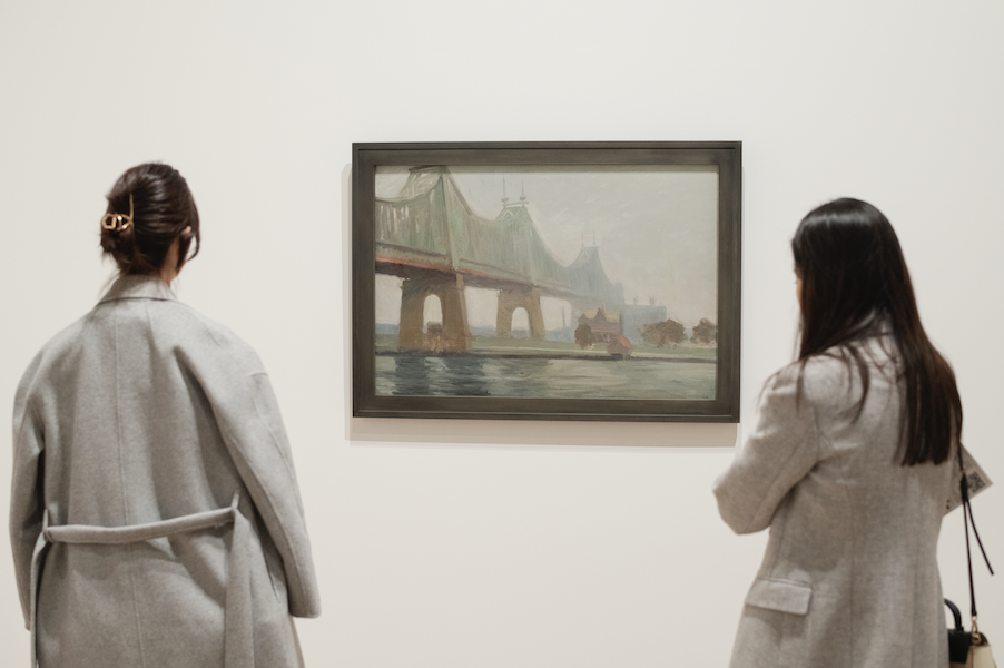 Installation view of Edward Hopper’s New York (Whitney Museum of American Art, New York, October 19, 2022 - March 5 2023). ‘Queensborough Bridge,’ 1913. Photograph by Ryan Lowry 