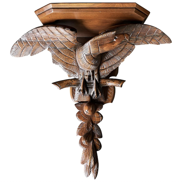 Circa-1880 hand-carved oak American eagle wall sconce, estimated at $2,500-$3,000