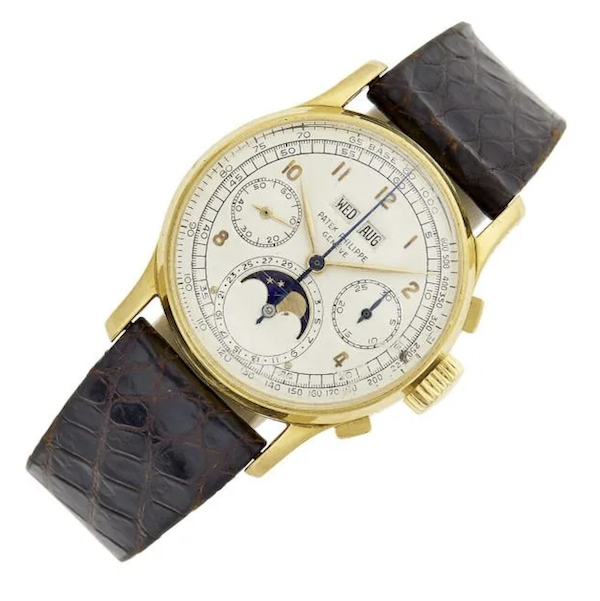 Patek Philippe gold chronograph, $828,600. Image courtesy of Doyle and LiveAuctioneers