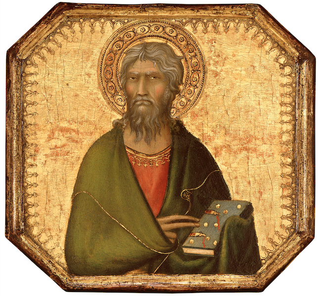 Simone Martini, Italian (Sienese), about 1284–1344. ‘Saint Andrew’ (?), early 1320s tempera on panel, 18.4 by 19.7cm (7 1/4 by 7 3/4in.). Museum of Fine Arts, Boston. Charles Potter Kling Fund. 51.2397 
