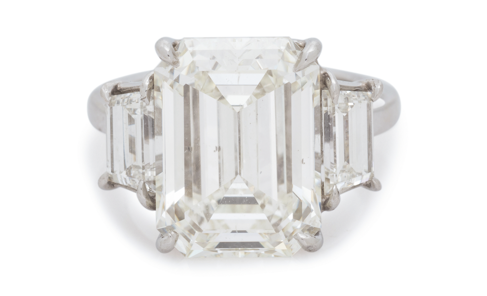 Emerald cut 8.12-carat diamond ring, $118,750