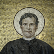 Detail of a 19th-century Continental macro-mosaic of a prominently haloed St. John Bosco, which realized $1,600 plus the buyer’s premium in April 2021. Image courtesy of Akiba Antiques and LiveAuctioneers