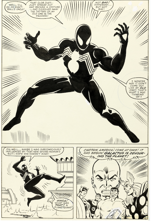 Original artwork from page 25 of the comic book Secret Wars No. 8, $3.36 million. Image courtesy of Heritage Auctions