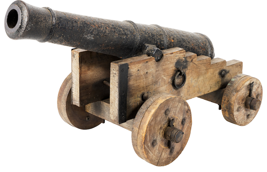 3-LB cannon believed to have been used at the Siege of Yorktown during the Revolutionary War, estimated at $16,000-$24,000. Image courtesy of Heritage Auctions