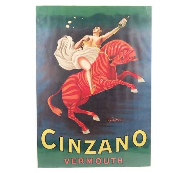 This vintage Cappiello poster for Cinzano vermouth sold for $5,000 plus the buyer’s premium October 2022. Image courtesy of Roland NY and LiveAuctioneers.