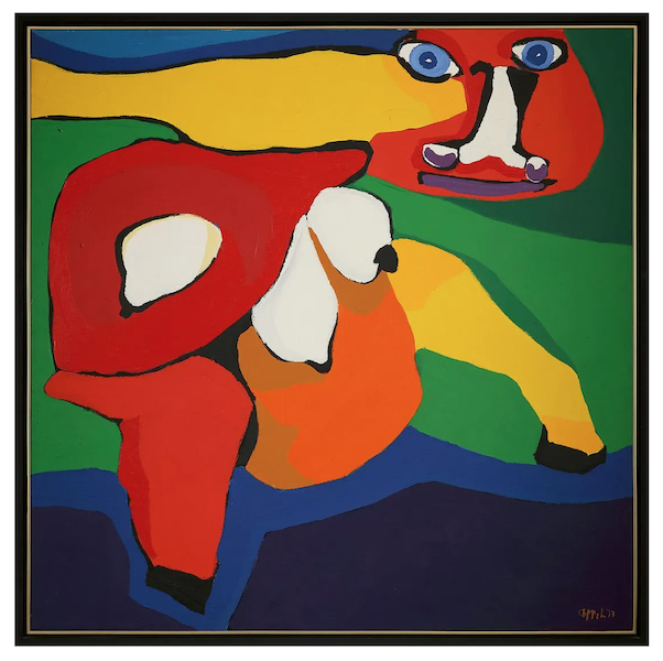 Karel Appel’s 1973 acrylic on canvas, ‘City-Cow,’ achieved €135,000 (about $143,525) plus the buyer’s premium in May 2022. Image courtesy of Tajan and LiveAuctioneers.