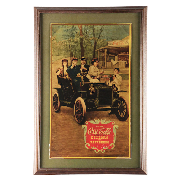 A 1939 Coca-Cola poster, measuring only 33¼ by 22¼in framed, realized $3,800 plus the buyer’s premium in May 2021. Image courtesy of Dan Morphy Auctions and LiveAuctioneers.