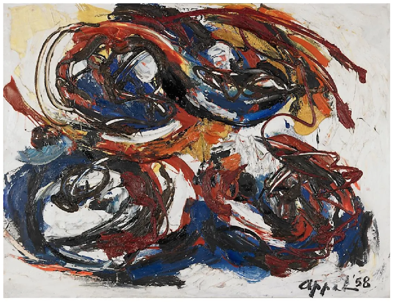 ‘Quatre Tete (Four Heads),’ a 1958 Karel Appel oil painting, brought $90,000 plus the buyer’s premium in May 2017. Image courtesy of Rago Arts and Auction Center and LiveAuctioneers.