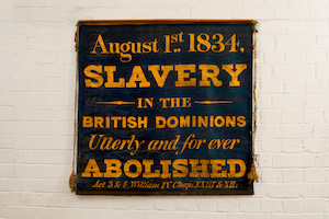 Banner touting UK&#8217;s abolition of slavery poised to fly high at Chiswick, Jan. 18