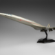 American Airlines Boeing 2707 SST model aircraft, circa 1970. Scale 1:72, plastic, metal, paint. Collection of Anthony J. Lawler, L2022.1702.002