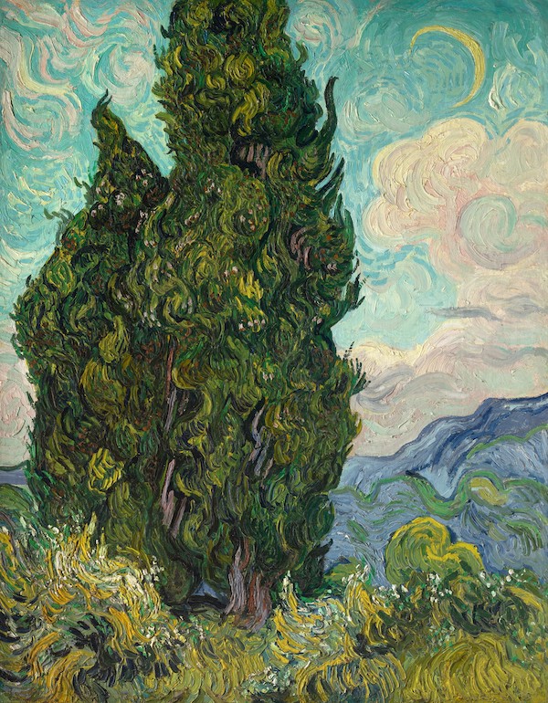 Vincent van Gogh (Dutch, 1853–1890) ‘Cypresses,’ June 1889. Oil on canvas, 36 3/4 by 29 1/8in. (93.4 by 74cm). The Metropolitan Museum of Art, New York, Rogers Fund, 1949 (49.30)