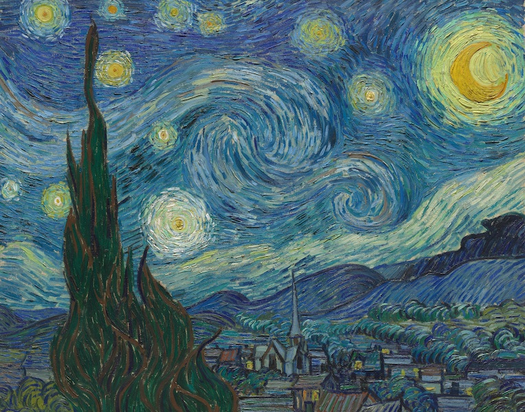 Vincent van Gogh (Dutch, 1853–1890), ‘The Starry Night,’ June 1889. Oil on canvas, 29 by 36 1/4in. (73.7 by 92.1cm). Museum of Modern Art, New York. Acquired through the Lillie P. Bliss bequest (by exchange), 1941; conservation was made possible by the Bank of America Art Conservation Project. Digital Image © The Museum of Modern Art / Licensed by SCALA / Art Resource, NY 