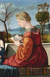 Vittore Carpaccio, ‘Virgin Reading,’ circa 1510. Oil on canvas transferred from panel. Overall, 78 by 51cm (30 11/16 by 20 1/16in); framed, 119.7 by 86.4 by 10cm (47 1/8 by 34 by 3 15/16in). National Gallery of Art, Washington, Samuel H. Kress Collection