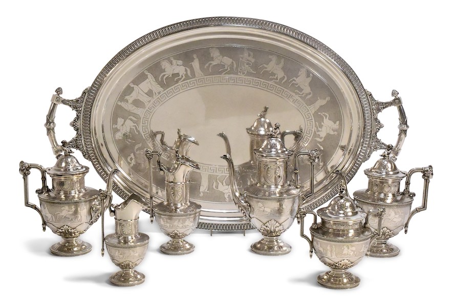 Tiffany & Co. seven-piece sterling silver tea and coffee service, estimated at $30,000-$50,000
